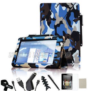 Kindle Fire PU leather Folio Case Cover/Car Charger/USB Cable/Stylus/P 