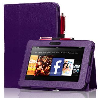   Leather Case Cover Stand W/Stylus Holder For  Kindle Fire HD 7