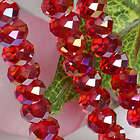   Strand Red Crystal Rhinestone Glass Faceted Abacus Loose Beads 10x8mm