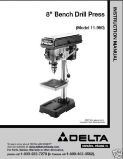 Delta 8 Drill Press Instruction Manual #11 950