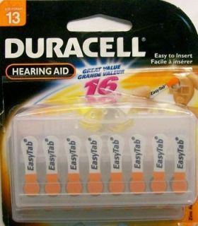 64 Duracell size 13 Easy Tab Hearing Aid Batteries   4 packages of 16 