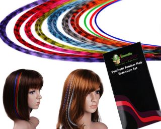 Bundle Monster 20 Grizzly / Solid Colors Feather Synthetic Hair 