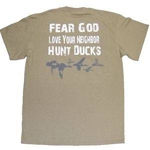 Duck Commander ~ FEAR GOD ~ Hunting T shirt Tee NEW Stone Buck Dynasty