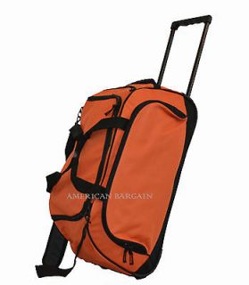 22 Orange Polyester Durable Rolling Wheeled Duffel Bag Carry On