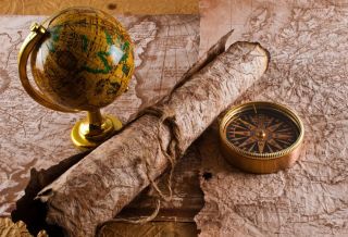 VINTAGE LOOK OLD WORLD MAP GLOBE COMPASS PHOTO PERFECT WALL TRAVEL ART 