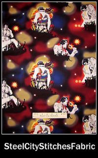 Elvis On Tour Presley King Of Rock N Roll Concert Poses Cotton Fabric 