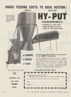 Vintage 1958 AGSERV HY PUT HAMMERMILL STOCK FEEDING Advertisement