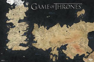 HBO Game Of Thrones Map Of Westeros And Essos Poster