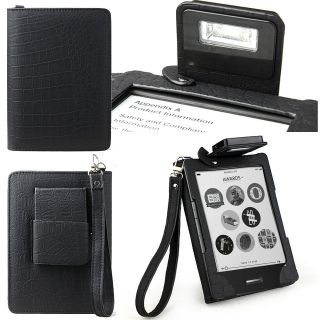 Kobo touch leather Cover Case with RECHARGEABLE LED lamp light Lighted 