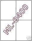 Maco ML 0400 120 Shipping Mailing Address Labels 4/ Sheet Page 4.25X5 