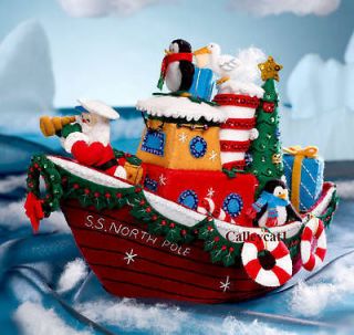 Bucilla Christmas Tugboat ~ Felt Christmas Home Decor Kit #86204 Santa 