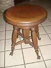 Antique Victorian Piano Stool Adjustable Bench Glass Claw Ball Feet
