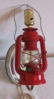 Rare Vintage Oil Kerosene Lantern Wall Lamp Light Sconce Red Salesman 