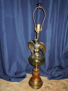 Vintage American Eagle Lamp With Pressed Glass Globe
