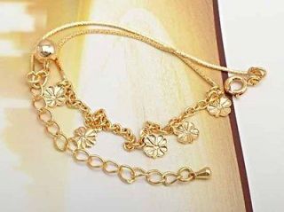 Lovely 9K Gold Filled Flower Charms Womens Anklet or Bracelet,B280