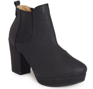   new platform block mid heel ladies chelsea black ankle boots size 3 8
