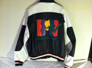 Vintage MTV 1992 Leather Jacket Mens XL GC