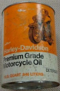 1970s Vintage HARLEY DAVIDSON MOTORCYCLE Old 1 qt Oil Can FULL