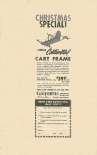 Vintage Super Rare 1960 Continental Go Kart Frame Ad