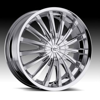 22 inch Vision Shattered Chrome Wheels Rims 5x115 +32