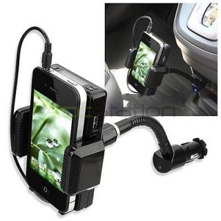 Premium Black 3.5mm FM Transmitter+Mic Car Charger For iPhone 3G 3GS 4 