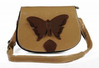   Vintage PU Leather Butterfly Shoulder Bag Handbag Pur Rice Yellow