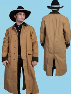 MENS WESTERN OLD WEST COWBOY SCULLY LONG DUSTER COAT BLACK BROWN TAN 