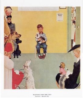 Norman Rockwell Boy And Dog Print WAITING FOR THE VET
