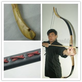 Archery Traditional hunting Longbow 55Ibs Nice Leather Bow Recurve 