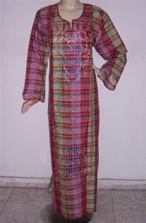 Size 18/20 Egyptian Cotton Embroidered Striped Kaftan Caftan Arabic 