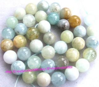 Natural Aquamarine Round Gemstone Beads 15.5 4mm 6mm 8mm 10mm 12mm 