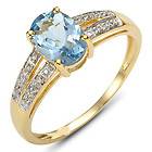 Size 6,7,8,9 Jewelry Blue Aquamarine Womans 10KT Yellow Gold Filled 