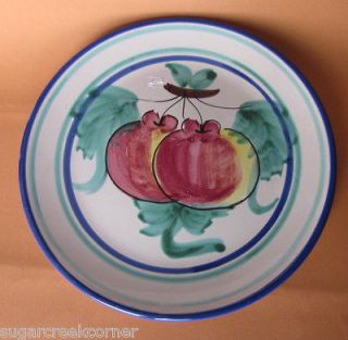 Majolica Art Pottery Plate Hand Painted Fruit Pomegranate Made in 