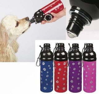 Stainless Steel Dog Water Bottle Travel Hiking Pet Dispenser carabiner 