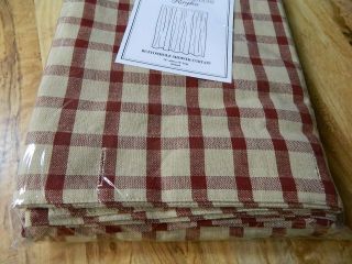 Primitive Country Windowpane barn red and Nutmeg (tan) Shower Curtain