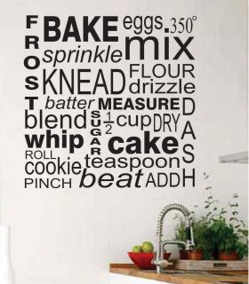 Kitchen Vinyl Wall Lettering Baker Word Collage 22 x 22 color choice