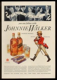 1935 Johnnie Walker Red & Black Scotch whisky vintage print ad