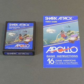 SHARK ATTACK Game Cartridge & Manual (Atari 2600 VCS)   Apollo 