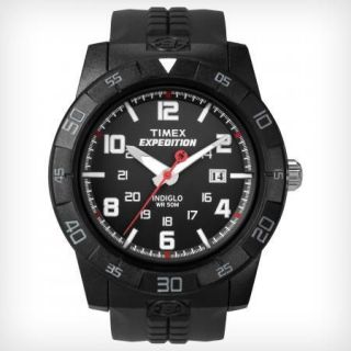 Timex Expedition Black Resin Watch, 50 Meter WR, Indiglo, Date, T49831