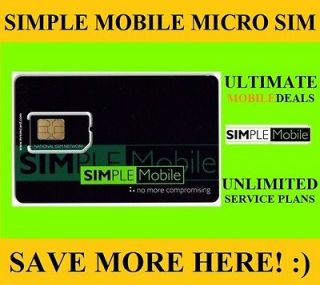 SIMPLE MOBILE MICRO SIM CARD   T MOBILE GSM NETWORK   UNLIMITED 
