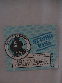 UNIVERSAL STUDIOS FLORIDA COLLECTABLE TICKET FROM MARCH 1996