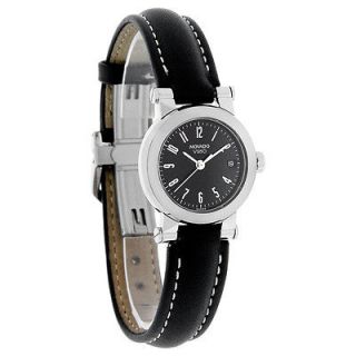 Movado Vizio Ladies Black Leather Strap Watch 1603553