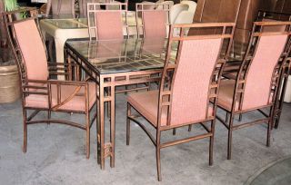STANLEY FURNITURE Contemporary Metal w/ Copper Finish Dining Table & 6 