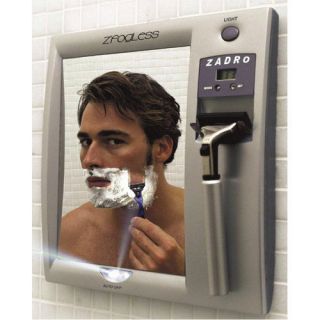 Zadro Fogless Light Shaving Shower Mirror w/ Clock Z200