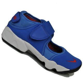 Nike Air Rift Velcro Sandals White/Black/Bl​ue Junior Boys Size
