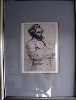 James Abbott McNeill Whistler Original Etching 1859 Vintage Frame JUST 