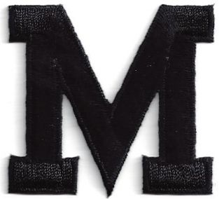 Black Iron On Block Letter   Letter M   Iron On Embroidered 