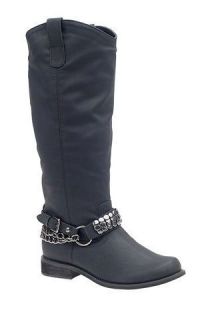  LADIES BOOTS BIKER WINTER WIDE CALF LEG RIDING BOOTS IN SIZE UK 3 8
