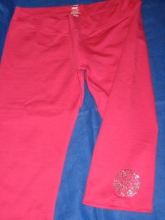 Zumba Capri Cargo Pants Leggings Pink with Rhinestones RARE XL New 