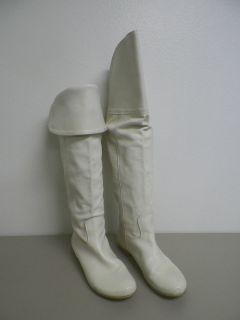 WOMANS VERA GOMMA OVER THE KNEE OR FOLD DOWN WHITE LEATHER BOOTS SZ 
